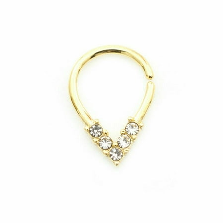 Pear Shaped Bendable Body Jewelry With Jewels Surgical Steel 16g Or
