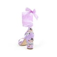 thumbnail image 4 of BLISSFUL STEP Women's Satin Floral Print Block Heel Sandals Purple 9, 4 of 8