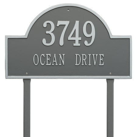 Personalized Whitehall Products Estate Lawn 2-Line Arch Marker in Pewter Silver