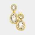 thumbnail image 2 of Classy 1 3/4" clip on gold double teardrop clear stone earrings, 2 of 2