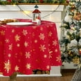 thumbnail image 4 of Sevenstars Gold Snowflake Tablecloth Christmas Tablecloth Red Round Table Cover for Dinner Party, 60", 4 of 7