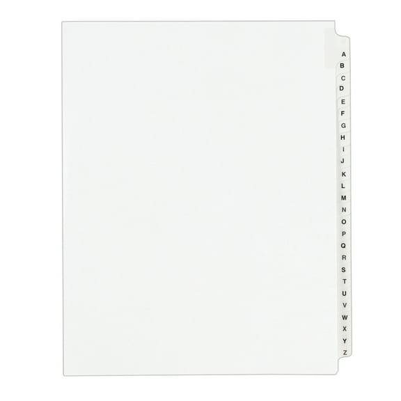 Avery Preprinted Legal Exhibit Side Tab Index Dividers Avery Style, 26-Tab, A to Z, 11 x 8.5, White, 1 Set (1400)