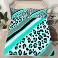 thumbnail image 2 of Homewish Leopard Print 4pcs Bed Sheets for Teesn Female Men,Bling Teal Glitter King Sheets,Geometric Stripes Super Cozy Sheet Set,Ultra Soft Home Decor, 2 of 7