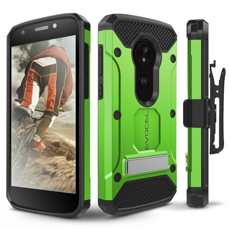 Motorola Moto E5 Play Case, Evocel [Explorer Series Pro] with Glass Screen Protector & Metal Kickstand for Motorola Moto E5 Play, Green
