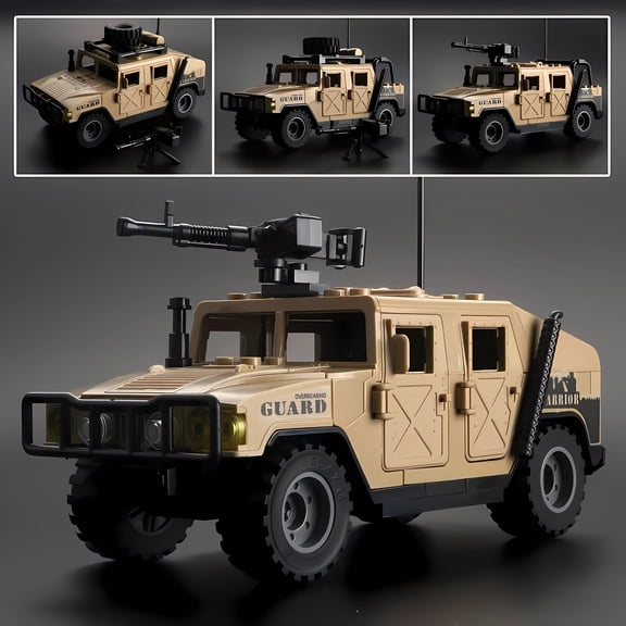NWJ Military Building Block Set - Tactical Humvee, Creative Assembly Toy for Kids, Available in Green, Yellow, and Black