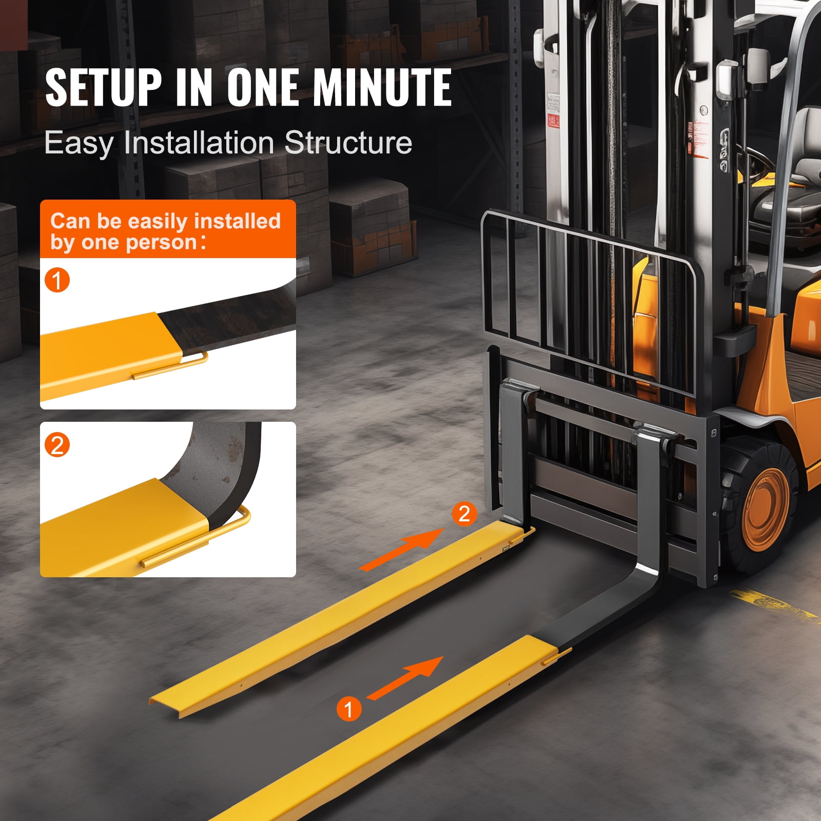 KFFKFF Pallet Fork Extensions Forklift Extensions 84" x 4.5" Heavy Duty Steel