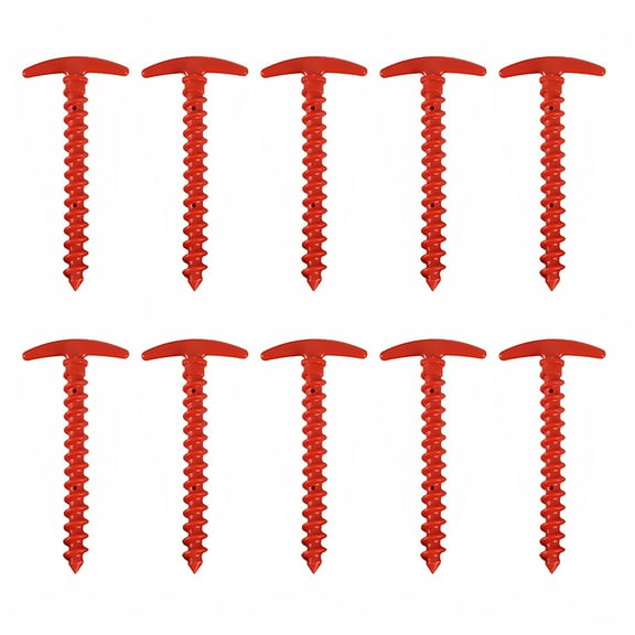 FUTUREORYY Nylon Tent Pegs Spiral Shape Red 10Pcs 5.7X2.8X0.3In