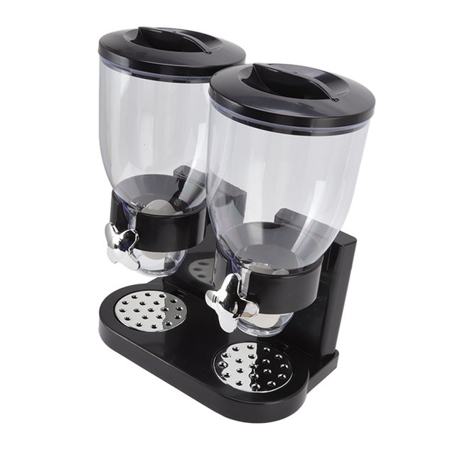 Cereal Dispenser, Dry Food Dispenser Even Distribution Dual Containers ABS For Kitchen Black