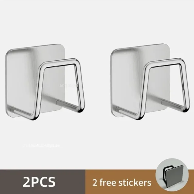 Soporte de esponjas para fregadero de cocina de acero inoxidable, estante de secado de drenaje autoadhesivo, ganchos de pared para cocina, organizador de almacenamiento de accesorios 1/6
