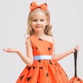 thumbnail image 2 of Disfraz de Halloween con sombrero de bruja para niños, disfraz de fiesta de disfraces, vestido con estampado de calavera y calabaza fantasma, 2 of 6