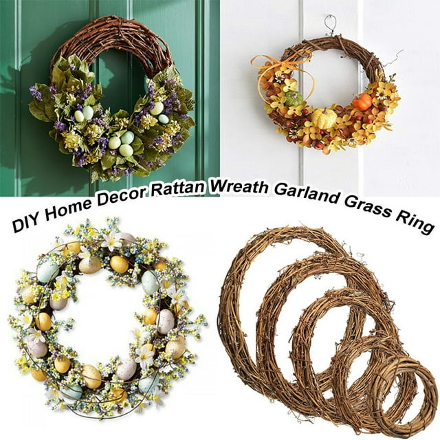 Fiudx Corona Colgante Diy, Hecha de Vid Natural, Reutilizable, Tejida a Mano, Decoración para Fiestas, Personalizable con Flores o Bayas, Ideal para Navidad y Bodas, Tamaño de 8-20 Cm, 1 Unidad/Bolsa