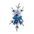 thumbnail image 2 of Guirnalda de lágrima con adornos artificiales navideños para puerta de entrada, pared, ventana, adorno colgante, guirnalda de escaleras para boda Lazo azul de 45 cm, 2 of 9