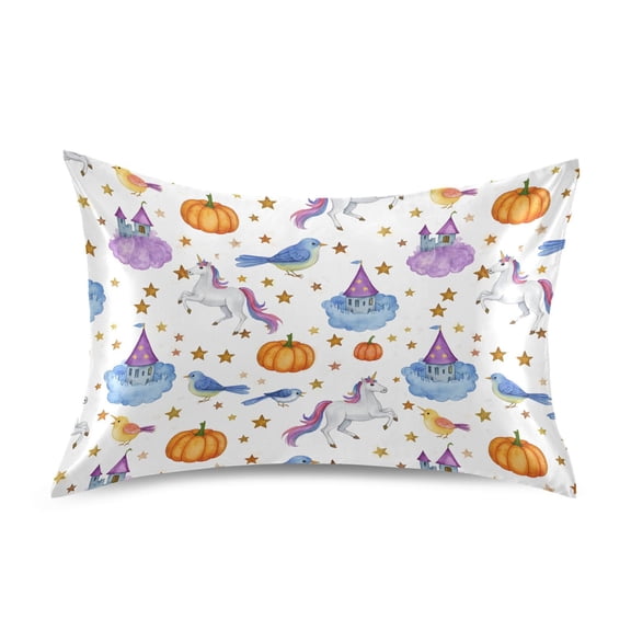 Ryvnso Satin Pillowcase Unicorn and Stars Pillow Cases Standard Size 26x20in