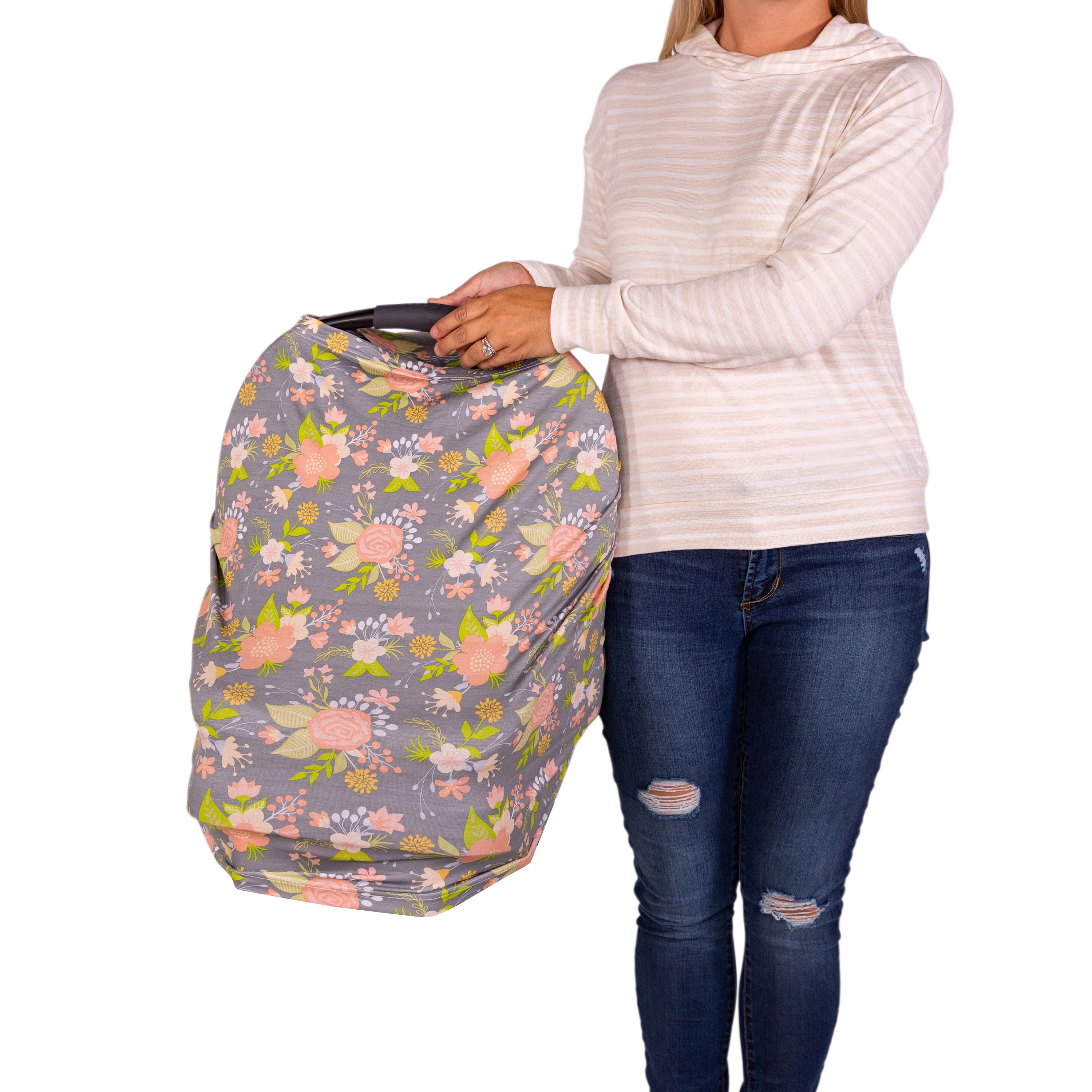 J.L. Childress 4-in-1 Multi-Use Cover - Stretchy Car Seat Canopy and Privacy Cover, Breastfeeding Nursing Cover - Vintage Floral