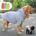 thumbnail image 1 of Fashionable hooded pet raincoat (grey - XXL), lightweight dog raincoat with zipper poncho with reflective strips, suitable for small, medium and large dogs, 1 of 5