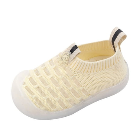 

Spring And Summer Children Toddlers Boys And Girls Sports Shoes Flat Bottom Soft Fly Woven Mesh Breathable Comfortable Slip On Solid Casual Style