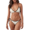 thumbnail image 1 of KLL Ensemble Bikini Imprimé Motif Feuille d'Or Élégant pour Femmes, Ensemble Bikini Deux Pièces à Cordon avec Bas Aguichant Maillot de Bain, 1 of 6
