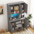 thumbnail image 7 of 74" Pantry Cabinet With Charging Station, Led Lights And Shelf, Modern Sideboard For Kitchen, Living Room, Dining Room Station Lights, Buffet Cupboards, 7 of 7
