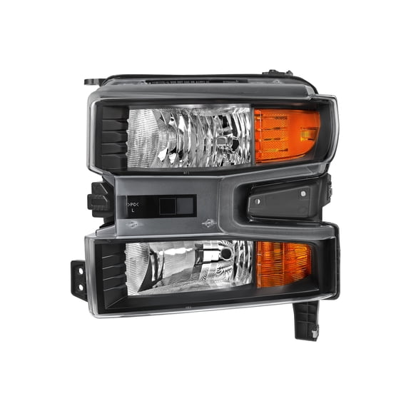 Spec-D Tuning Left Driver Side Black Halogen Type w/o LED Headlight Compatible with 2019-2021 Chevy Silverado 1500, 2022 Chevy Silverado 1500 LTD Left Right Head Lamp Assembly