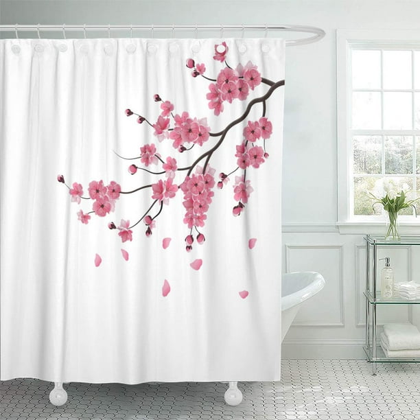 PKNMT Artistic Japanese Sakura The Branch of Dark Pink Blossom White ...