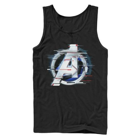 Men's Marvel Avengers: Endgame Logo Glitch Tank Top Black X Large