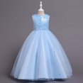 thumbnail image 1 of Vestido infantil Herrnalise, vestido de princesa sin mangas para niñas, vestido de malla con flores de encaje y lazo, vestido con mechones, 1 of 6