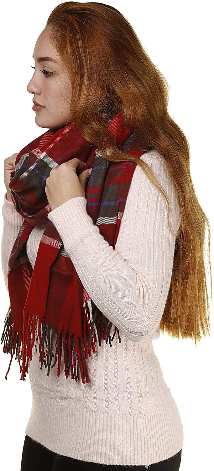GILBIN'S Big Winter Warm Tartan Checked Cashmere Feel Shawl Blanket Scarf 80 x 30