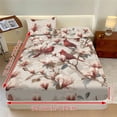 thumbnail image 6 of SEANATIVE Twin Size 3 Piece Bed Sheet Set with 1 Fitted Sheet and 2 Pillowcases, Soft Comfortable Stretch Bed Covers Mattress Protector for Bedroom Decor, Cardinal Bird Retro Floral, 6 of 7
