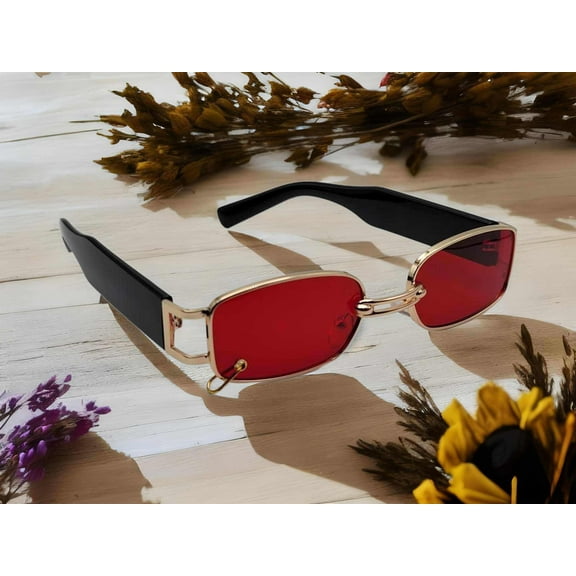 Popular Fashion Small Rectangle Women Luxury Sunglasses Red