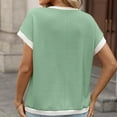 thumbnail image 6 of Fengactive Women's Summer Short Sleeve Ribbed Knit Slim Fit T Shirt Crewneck Basic Casual Color Block Tee Tops, 6 of 7