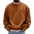 thumbnail image 2 of Mifsaly Men's Sweatshirts Crewneck Long Sleeve Pullover Tops Soft Comfortable Loose Fit Fall Winter Outfits Brown,M, 2 of 5