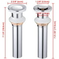 thumbnail image 3 of Aquaterior 2 Pack 1 3/8"  Bathroom Faucet Vessel Vanity Sink Pop Up Drain Stopper Without Overflow Polished Chrome, 3 of 4