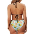 thumbnail image 6 of Uourmeti Women's Halter Triangle Bikini Set - Orange & Daisy Fruit Print, Tie Side Two Piece Swimsuit for Beach Vacation & Pool Party, 6 of 9
