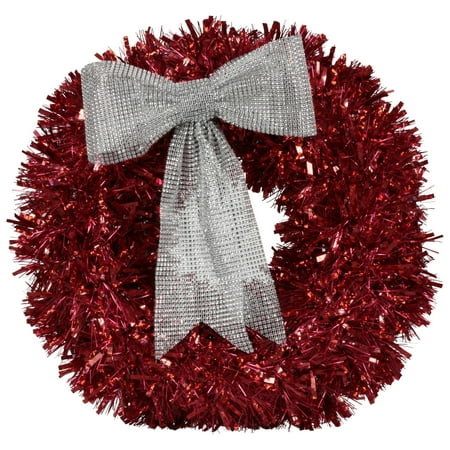 Holiday Time Red Tinsel Wreath - Walmart.com