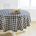 thumbnail image 4 of Solino Home Linen Tablecloth 70 Inch - 100% Pure Linen Round Navy and Natural Table Cloth - Morgan Check, Machine Washable Cloth Tablecloth for Winter, 4 of 5