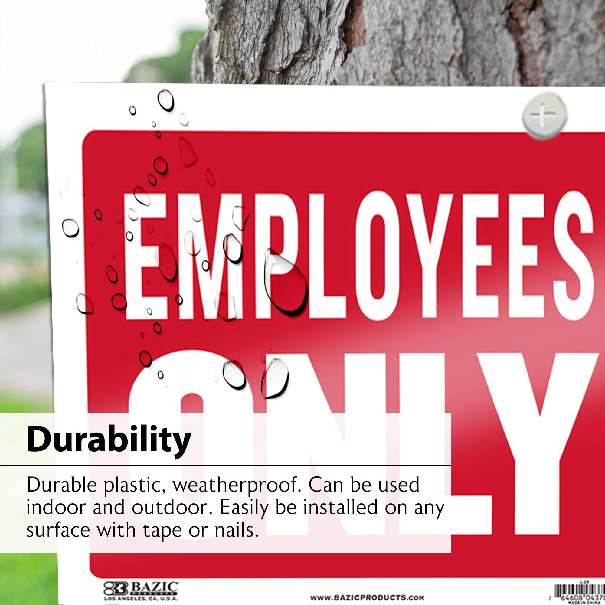 BAZIC Employees Only Sign 12"x16", Plastic Signs Signage, 24-Pack