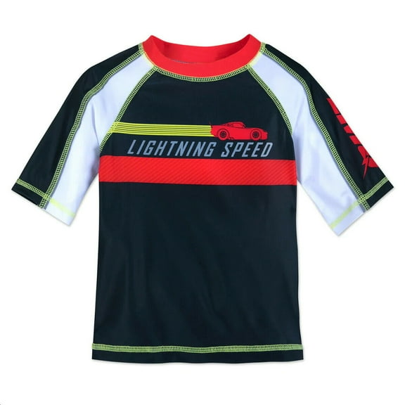 Disney Store Cars Lightning McQueen Rash Guard Swim Shirt Boy Size 7/8