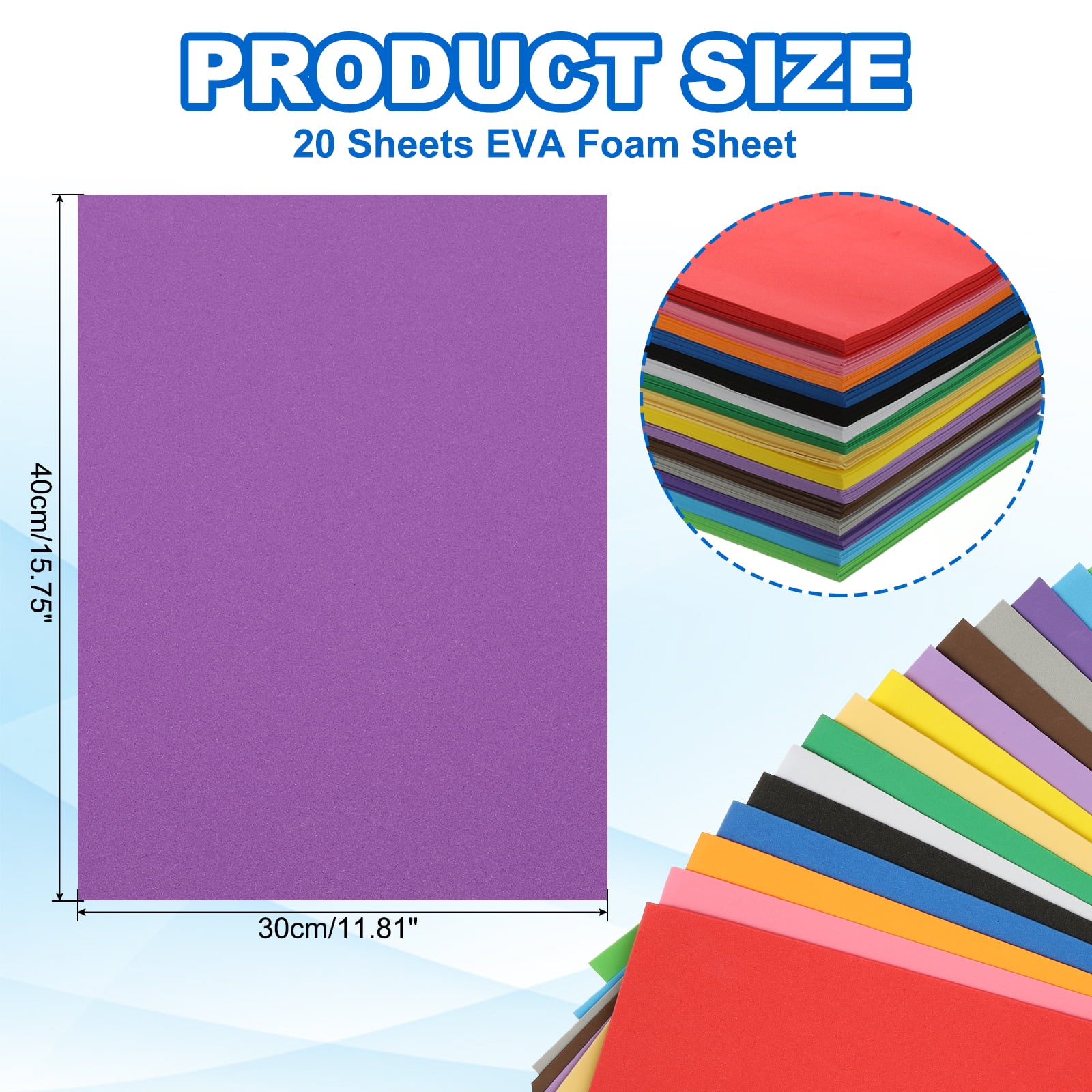 Uxcell 20Pcs Light Purple EVA Foam Sheets, 15.7 x 11.8 Inches 1mm Thick Foam Sheets for Crafts
