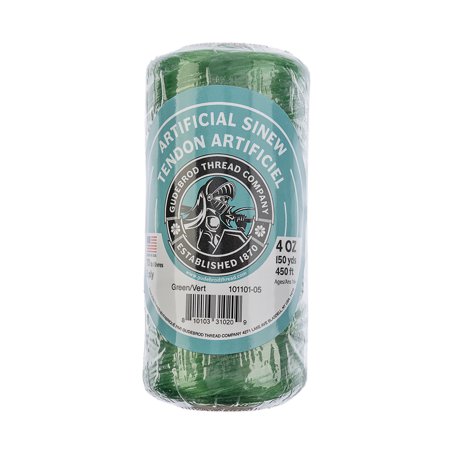 UPC: 0810103310209 | Gudebrod Sinew 150 Yards (450 ft) Green Artificial Sinew Thread  4oz 70lb