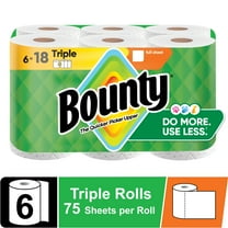 Bounty Paper Towels Full Sheet White, 6 Triple Rolls, 75 Sheets per Roll