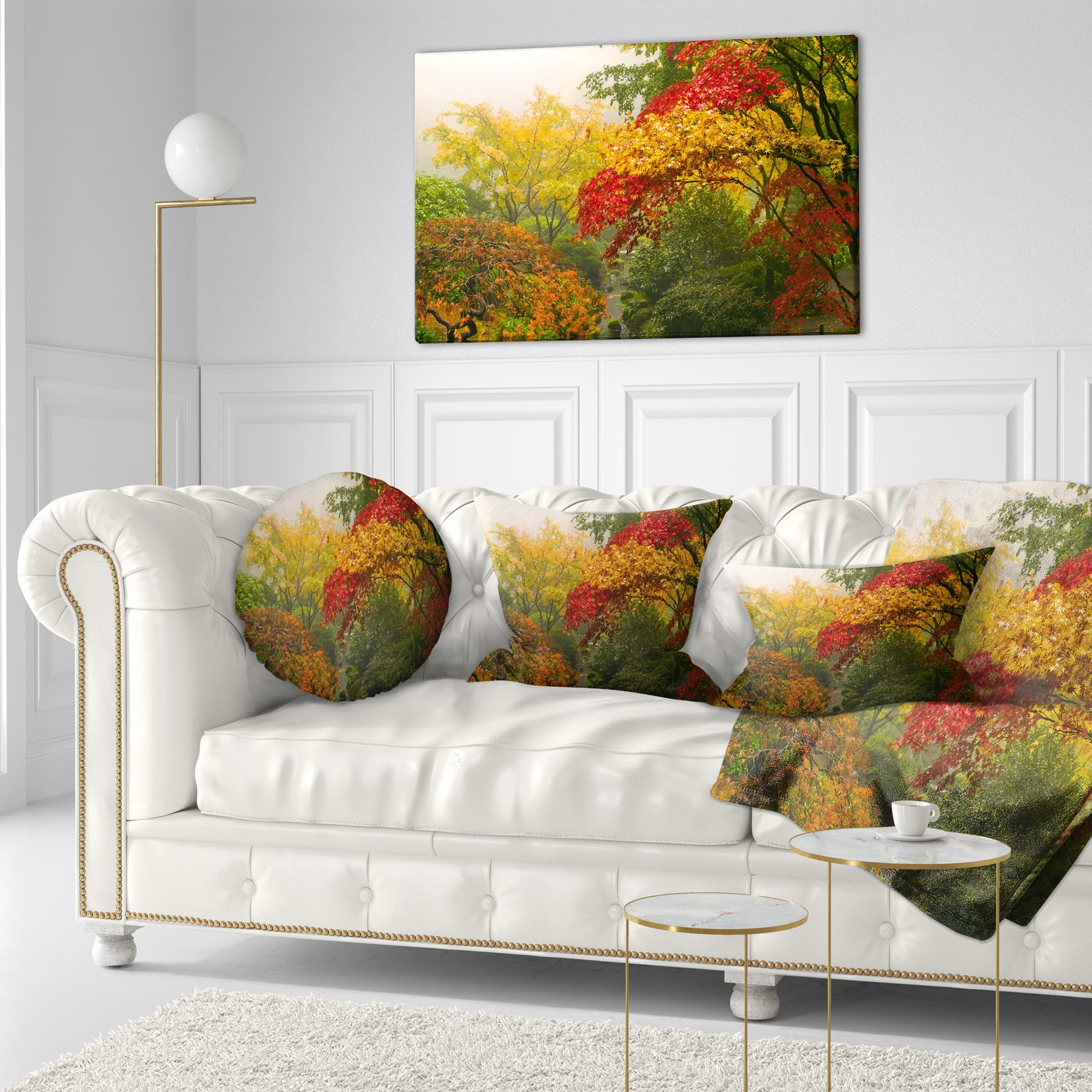 Designart Colorful Maple Trees - Floral Throw Pillow - 12x20