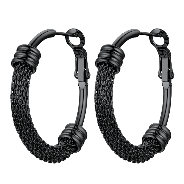 Pendientes de aro negros PROSTEEL mujer acero inoxidable hipoalergénico 30 mm