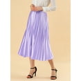 thumbnail image 6 of Allegra K Women's Elastic Waist Metallic Shiny Accordion Pleated Midi Skirt, 6 of 7