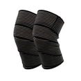 thumbnail image 1 of 2 Pcs Long Elastic Knee Wrap Compression Bandage Brace Leg Support Plantar Fasciitis Stabilizer Ligaments Joint Pain Squat Running Sport Exercise Blac, 1 of 5