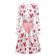 thumbnail image 5 of Renewold Special Occasion Daily Midi Dress Pink Hearts Valentine's Day Winter Fall Dresses for Girls Swing Twirl Dress for Women Size L Cozy Flowy Dresses, 5 of 7