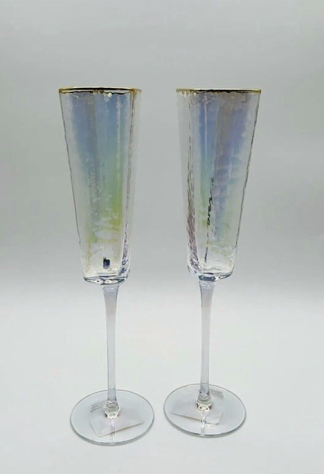 Set Of 4 David Tutera Heart Shaped Glass Champagne Flutes Glasses Valentines New