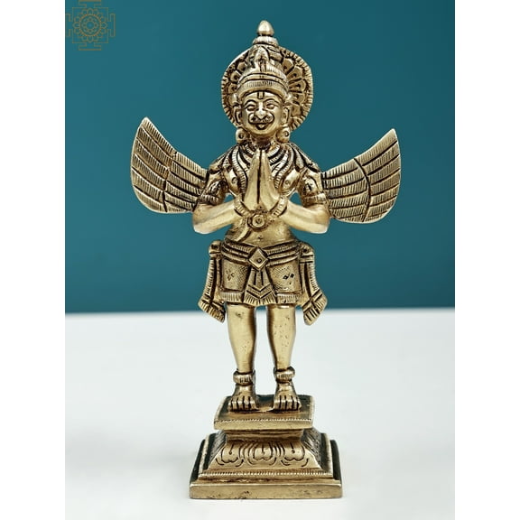 5.5" Fine Statue of Garuda | Handmade Brass Idols - Brass
