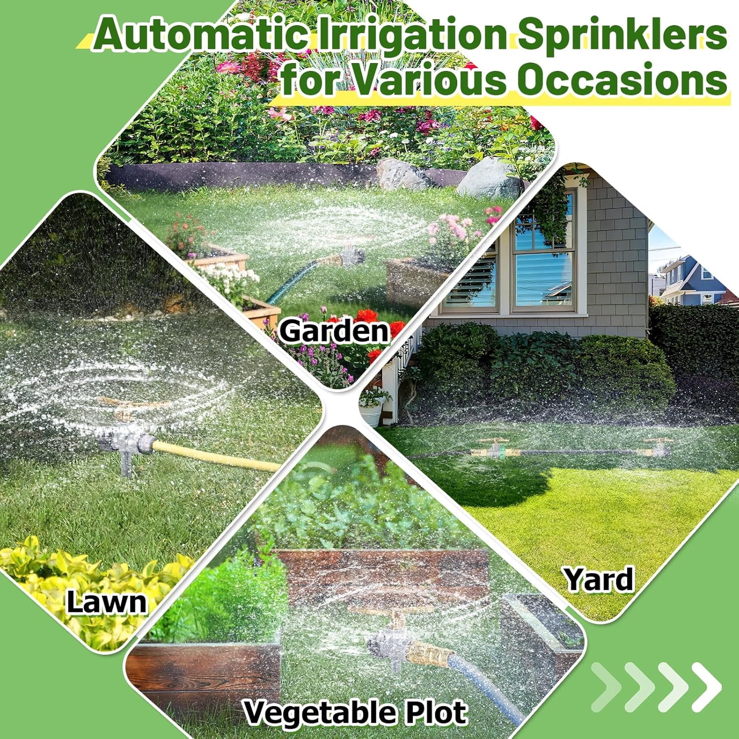 Topboutique 2 Pack Metal Lawn Sprinklers Water Sprinkler 3-Arm Water Sprinkler 360 Degree Rotating Lawn Sprinkler for Yard Automatic Rotary Sprayer Plant, Flower Bed and Patio
