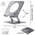 thumbnail image 6 of Swivel Laptop Stand for Desk – Adjustable Laptop Riser with 360° Rotation, Height & Tilt, Vented Metal Cooling Panel, Portable Folding Stand (SpaceGray), 6 of 10