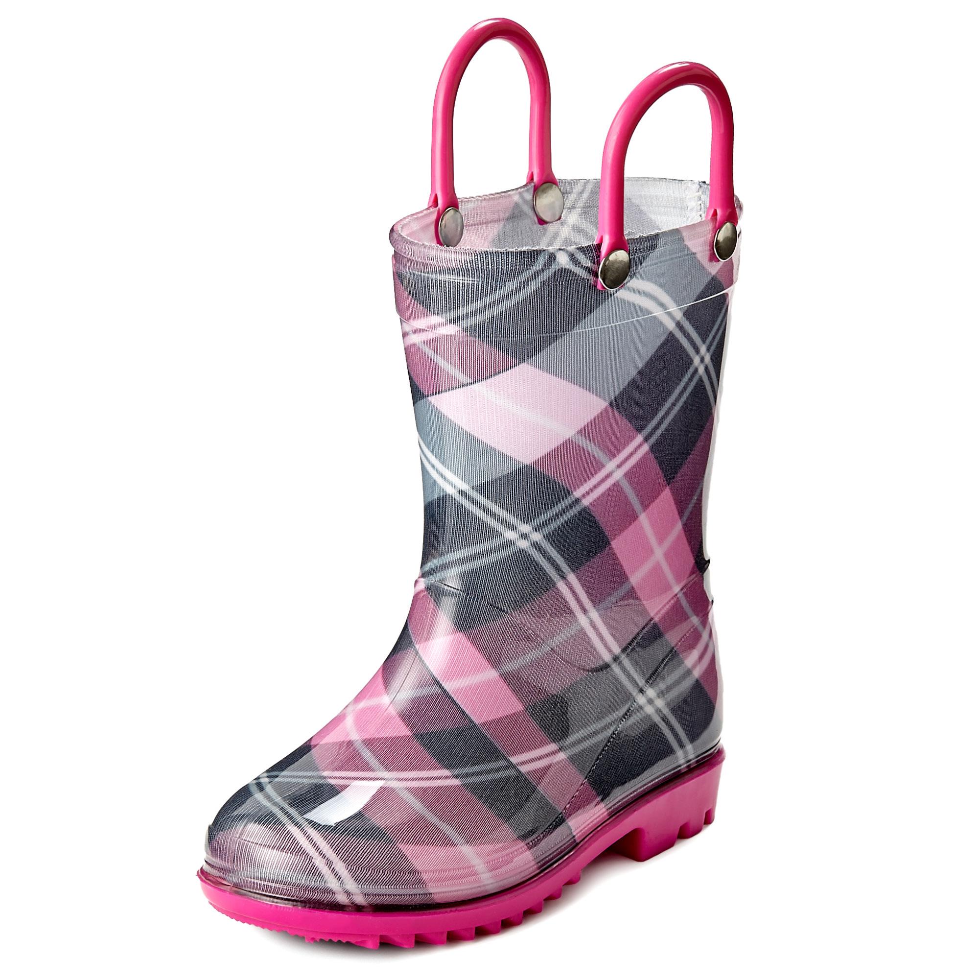 Puddle Play Toddler and Kids Waterproof Rain Boots with EasyOn Handles